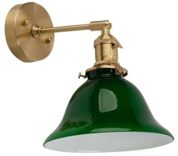 Wandleuchte Innen Wandlampe Nordische Wandleuchte aus reinem Kupfer, Retro-Wandleuchte mit grünem Glaslampenschirm, angepasste E27-Wandleuchten for Schlafzimmer, Wohnzimmer, Flur Wandbeleuchtung Flurl