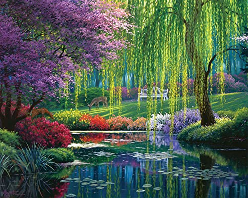 Peinture numérique de paysage de saule pleureur, peinture par numéros, kit de peinture numérique à faire soi-même pour débutant, y compris pinceaux et peintures acryliques, convient pour la décoration
