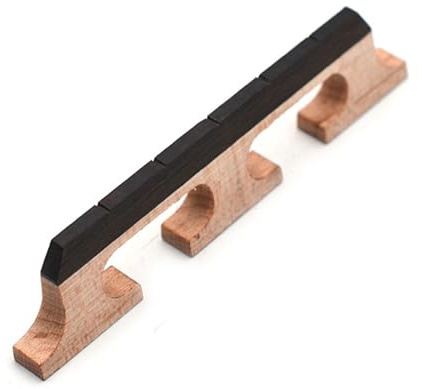 Puente de banjo de arce y ébano, puente de banjo de arce y ébano, ajuste universal, piezas de banjo de repuesto de resonancia acústica mejorada (5 cuerdas)