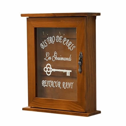 Cassetta portachiavi in legno con 6 ganci, decorazione da parete, 25 x 21 x 6 cm, per ingresso, camera, corridoio