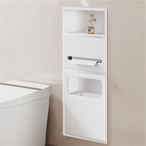 Niches en acier inoxydable pour douche, niches de douche avec poubelle, porte-papier toilette encastré, poubelle pour salle de bain, restaurant, hôtel (blanc/grand)