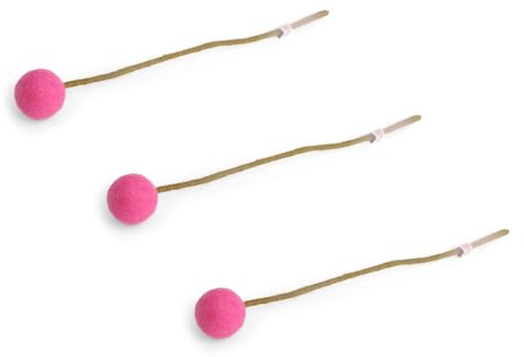Gry & Sif Handgemacht & Fairtrade-Zertifiziert Stilvolles dänisches Design x Kunsthandwerker aus Nepal | Dot Flowers aus Filz - Künstliche Blumen für Wohnzimmerdekoration | Rosa | 3er-Set