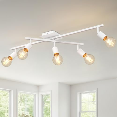 LVWIT Deckenstrahler 5 flammig LED Spots Deckenleuchte Küche Strahler Deckenspots für Wohnzimmer Schlafzimmer Esszimmer (5 Flammig-Weiß-E27)