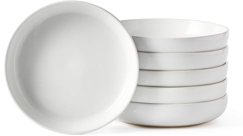 Richmount Milkyway 33 oz Schalen Set 6, 21.9cm Pastateller Groß Tief, für Salat Dessert, Weiß