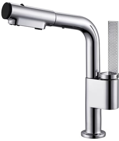 BiaoTeng Wasserhahn Bad mit Brause Ausziehbar Waschbecken 3 Strahlarten Warm und Kalt Messing Badarmatur mit Ausziehbarer Brause Silber