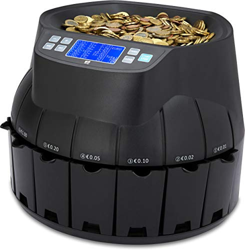 ZZap CS40 - Contadora y clasificadora automática de monedas EURO - Velocidad de recuento de 336 monedas por minuto, recuento por lotes y más funciones