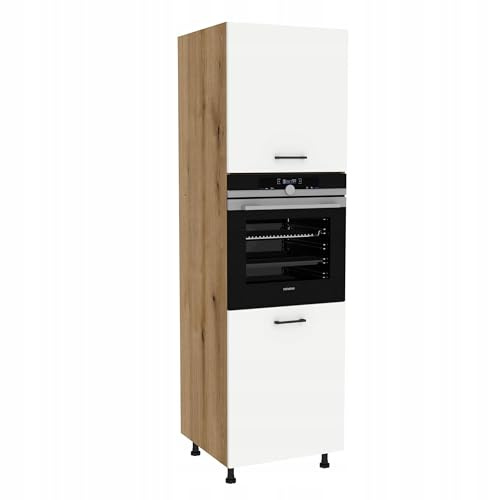 Laclar Capri Backofenschrank Hochschrank Küche 60x207x58 cm - für Einbau-Backofen - Küchenschrank mit Türen & Einlegeböden - Soft-Close - stabil & modern - weiße Front, weiß matt