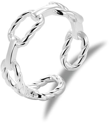Anello Regolabile Ovale Torcito Aperto Oro 14K Argento Midi Coppia Donna | ALEXCRAFT Anello Donna Oro 14K Argento Ovale Torcito Ipoallergenici Leggeri Regalo di Gioielli da Donna Fidanzamento Festa