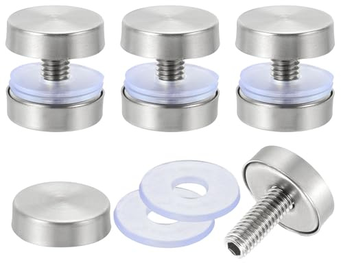 uxcell 4 Pcs Sign Standoff Screws, 0.8x0.8 in Stainless Steel Standoff Nail Advertising Glass Nail for Acrylic Frame Advertising Board Connect and Fix, Brushed Silver