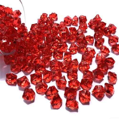 xuergu 200-teiliges Premium-Acryl-Edelstein-Set, rote Acryl-Kunststoff-Edelsteine, Eissteine für Tischstreuvasen, Aquarium-Dekoration (rot)