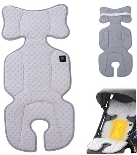 Calentador para cochecito de bebé, 3 niveles de temperatura, almohadilla térmica antideslizante para silla con hebilla, alimentado por USB, transpirable, lavable, para asiento de cochecito, silla d
