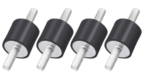 Anti-Vibration Rubber Dampers for Air Conditioning Heat Pump, 4 Pack M8 Thread, Black Rubber and Steel Mounting Feet