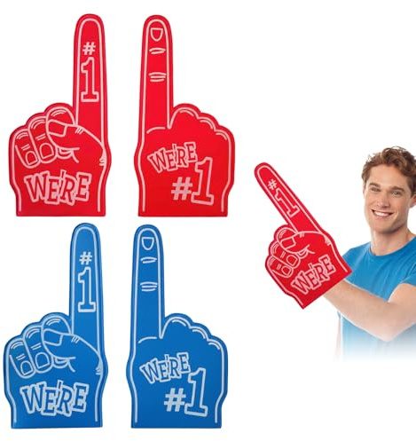 FunnAura 2 PCS Blue and Red Gladiators Foam Finger, Party Props Sports Fan Accessories, Number 1 Giant Foam Hands