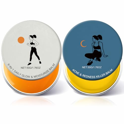 Organics Acne Set | Acne & Redness Killer Day & Night Balm with Squalane Oil, Calendula, Sea Buckthorn | Acne Cream for Hydrating, Improve Blemishes & Breakouts | Natural Acne Care for All Skin Types