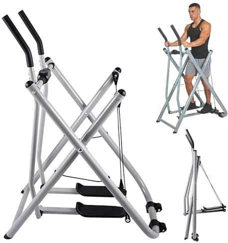 Máquina elíptica plegable para bicicleta de ejercicio, elíptica, portátil, para entrenamiento de fitness total del cuerpo, deslizador elíptico con diseño de bajo impacto, monitor LCD para ejercicio en