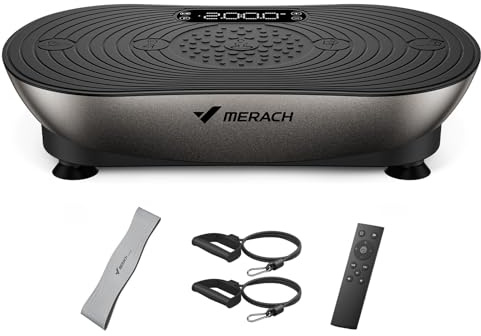 MERACH Vibration Plate for Weight Loss and Shaping, Vibration Plate Exercise Machine with Enhanced Vibration Frequency，99 Speed Levels, Built-in Bluetooth Speaker, LED Touchscreen (Silver)
