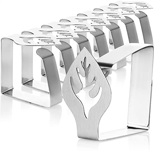 com-four® 8X Pinces à Nappe Premium en Acier Inoxydable - Supports à Tissus pour Linge de Table - Pinces de Table pour l'intérieur et l'extérieur - Clips métalliques (08 pièces/Feuille)