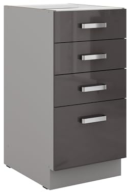 Kuechen-preisbombe Küchen Unterschrank 40 Hochglanz Grau Küchenzeile Küchenblock Küche Grey Bianca