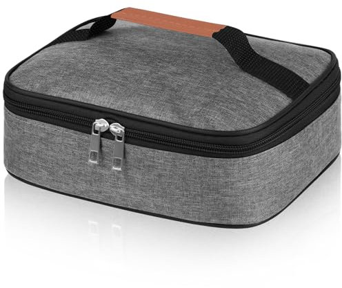 lohey Insulated Lunch Bag for Men Women Kids, Small Lunch Box Adults Cool Bag with Handle, Portable Thermal Cooler Box Bag for Work, School, Picnic Outdoor (Gray)