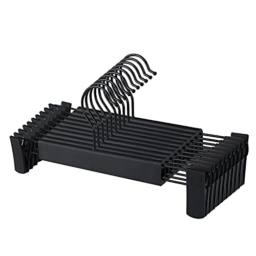 Trouser Hangers with Non-slip Adjustable Clips - Skirt Hangers (10 Pack)