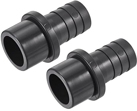 sourcing map PVC Pipe Fitting 25mm Barbed x 32mm OD Spigot Straight Tube Adapter Hose Quick Connector, Black Pack of 2