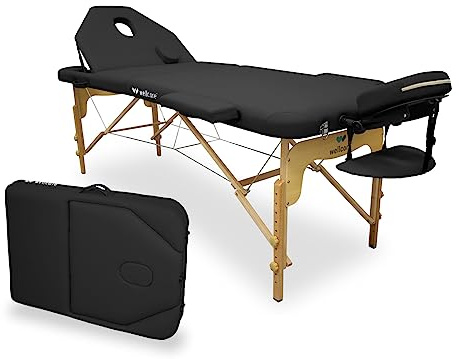Wellcore hopfällbar träbår, 195 x 70 cm med hopfällbart ryggstöd (svart)