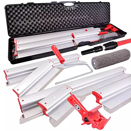 Komplettes Profi-Set, Kofferset, Flächenspachtel, Adapter | Teleskopstiel 90-160 cm, Rollspachtel, Tragekoffer, Glätten, Spachteln CT01