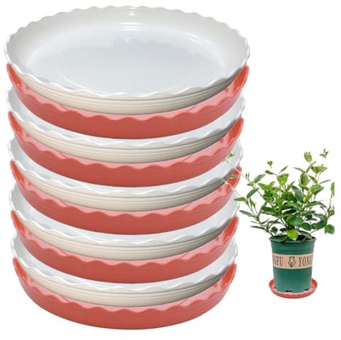 CAASFOOY 10 Stück Kunststoff-Untersetzer,runde Blumentopf-Untersetzer, Pflanze Untertassen, robuste Pflanzschale für drinnen und draußen, Blumentöpfe und Pflanzgefäße