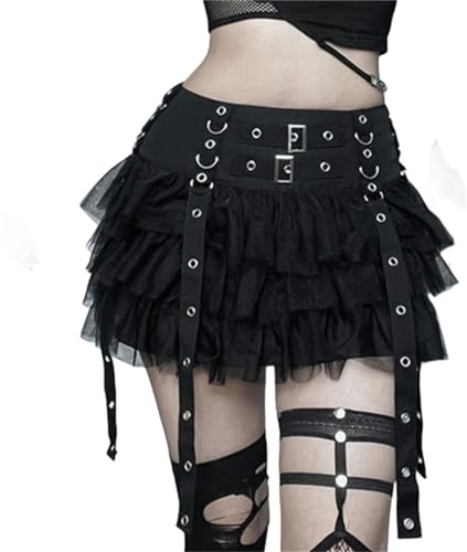 Gothic Layered Mini Skirt Goth Punk Y2k Fairy Grunge Tulle Short Cute Emo Black Steampunk Ruffle Tiered Party Preppy Frilly Pleated Skirt
