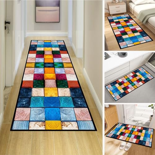 Dmkjdzsw Teppich Läufer, Kitchen Rug, Kurzflor Abwaschbar, rutschfest,Lang Küche Schlafzimmer Wohnzimmer Läufer Teppich，Benutzerdefinierte Länge und Breite verfügbar-B-60 * 180cm