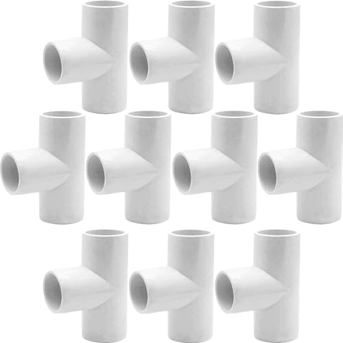YSIL PVC Tee 3 Way Fitting, 1-1/4 Inch, 10 Pcs, Furniture Grade, UV & Corrosion Resistant, Sch 40 PVC Pipe Connector