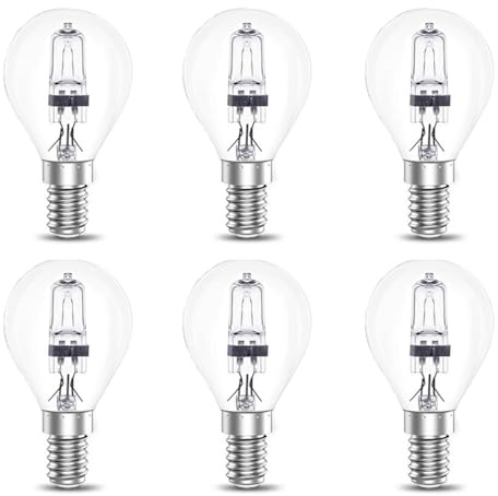 ShuoHui 6 Stück Halogenlampe E14 28W /42W Dimmbar, Warmweiß 2700K Kugel G45 Halogen Leuchtmittel AC 230V Klar Glas E14 28 Watt Halogen Glühbirne für Kronleuchter, Tischlampen (42, Watt)