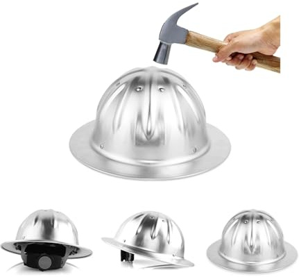 Aluminiumlegierung in Dieser Farbe Bauhelm Vollkrempe Professioneller Baustellenhelm Hohe Steifigkeit Kappe mit Herausnehmbaren Stoßdämpfenden Innenfutter 8 Nieten und 12 Top Bars Verstärkung Arbeitet