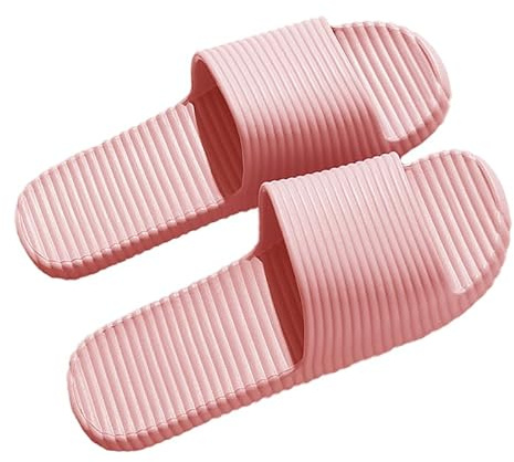 AioTio Chaussons pour Femme Homme Confortable de Bain Pantoufles de Douche Antidérapant Très Léger Chaussons de plage décontractées(Rose,38/39EU)