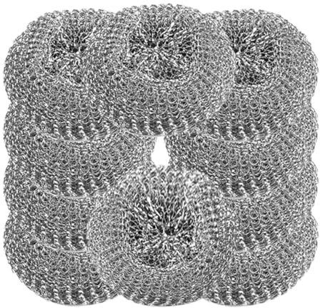 MERCHARII 10pk Heavy Duty Galvanised Steel Scourers, Heavy Duty Scouring Pads, Stainless Steel Scrubber for Kitchen (38gm approx per Scourer)