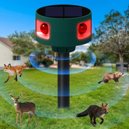 XRDZYXGS Cat Repellent, Ultrasonic Cat Repellent, Animal Repellent for Gardens, Solar & USB Charging, Waterproof, Motion Sensor, 129 dB Sound Light Alarm, Effective Against Cats, Birds, and Squirrels