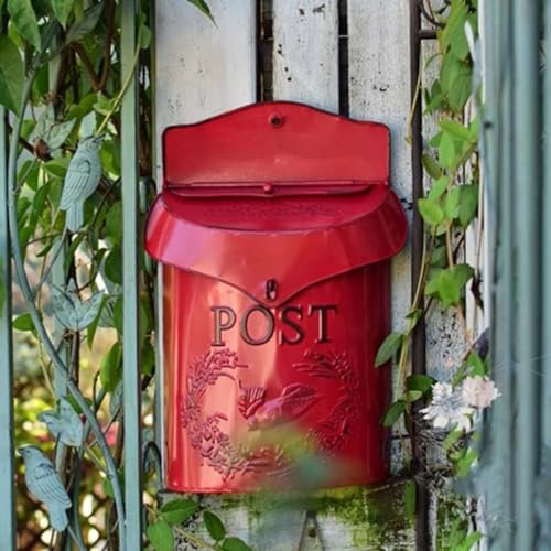 Generisch Briefkästen zur Wandmontage, Briefkasten aus Eisen im rustikalen Retro-Stil zum Aufhängen an der Wand, Gartenwanddekoration – Vintage-Briefkasten aus Metall für die Außendekoration zu Hause