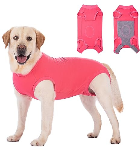 Axcimond Hundebody Nach Op Leckschutz Op Body Hund Kastration Hündin Rüde Medical Pet Shirt Hund Einteiler Wundschutzanzüge für Hunde Mit Klettverschluss Alternativen zu Kegel und Halskrause Rosa XXS