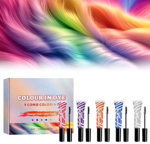 5Pcs Haarkreide für Mädchen Haarkreide für Kinder Haarmascara für Kinder Haarfarbe Kinder Haare Färben Kinder Haarfarbe Kinder Auswaschbar für Halloween Weihnachten Karneval Cosplay（5 Farben）