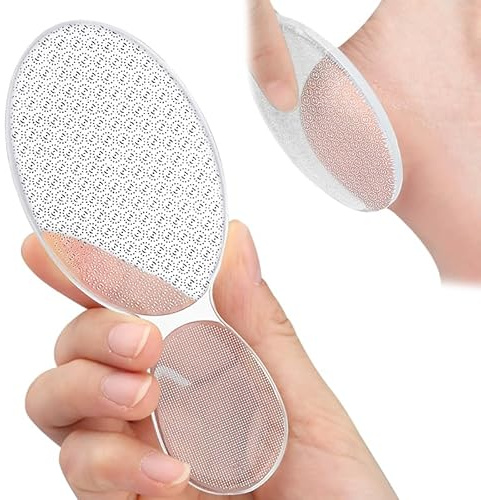 ESUOHYM Glas-Fußfeile, 8-förmig, raue und glatte Seiten, Hornhautentferner, Füße, Fersenschrubber, abgestorbene Haut, Schaber, Bimsstein, professionelle Pediküre-Werkzeuge für Frauen und Männer