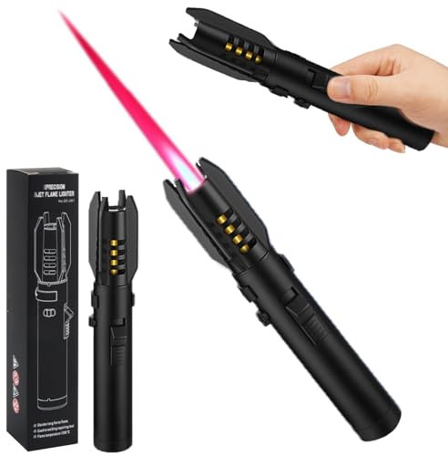 SilverChry Mechero Soplete Gas Butano para Supervivencia, Encendedor de Velas y Cocina, Largo (Sin Butano) (Negro)