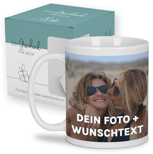 Personalisierte Tasse | personalisiert mit Foto oder Text | Tasse mit Bild | Geschenkidee | Fototasse | Bürotasse oder für Zuhause | Spülmaschinenfest | Weiß mit Geschenkkarton Geschenk