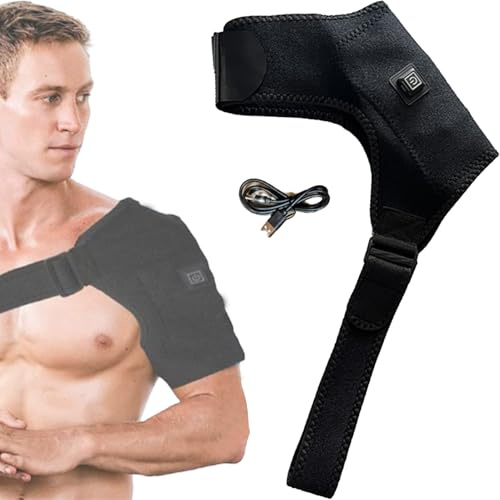 Almohadilla térmica para hombro - Almohadilla eléctrica USB para hombro | Faja para manguito rotador | Masajeador de hombro con conexión USB y 3 niveles de calor ajustables, faja para hombro, almohadi