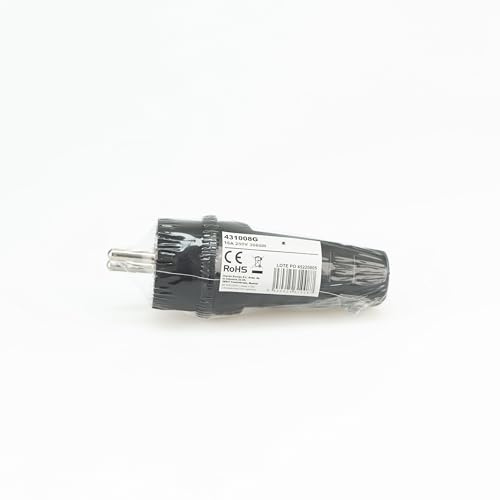 Schuko-Stecker, IP44, 16A, 250V, schwarz, ideal für Feuchträume und Außeneinsatz*.*