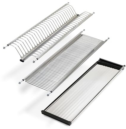 EMUCA - Escurreplatos para módulos altos Drynox, Escurridor de Platos y Vasos para Muebles de Cocina, anchura interior módulo 735-785 mm, Acero, Cromado