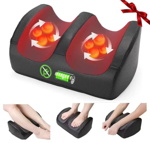Foot Massager Christmas Gifts for Women,White Elephant Gifts for Adults Cordless Shiatsu Foot and Calf Massager with Heat, Deep Rolling Massage for Plantar Fasciitis Relief Electric Massage Tool