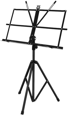 Toddmomy Verstellbarer Klappbarer Notenständer aus Robustem Eisen mit Gummi und Pp Tragbar Höhenverstellbar von 650-1350mm für Musikpraxis und Auftritte