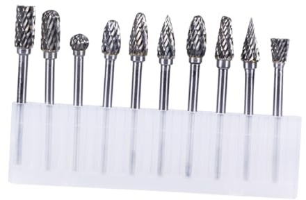 Healvian 10 Unidades Fresa de Tungsteno para Rebabado y Pulido, Herramienta Rotativa de Acero de Tungsteno Doble Ranura, Adecuado para Metales y Materiales No Metálicos hasta 70