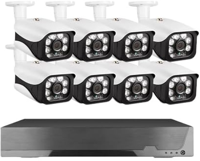 4K 8MP Security Kit 8CH POE NVR Outdoor Audio Record Human Detection Bullet IP Camera Video Surveillance Smart Life System(None,8CH NVR 8pcs cam)