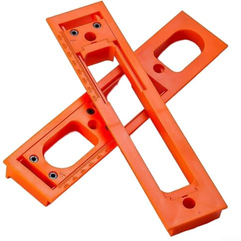 Door Hinge Slotting Template for Cabinet, for & Door Installation, 2-Pack Orange Router Jig with Pre-Marked Guide Holes,